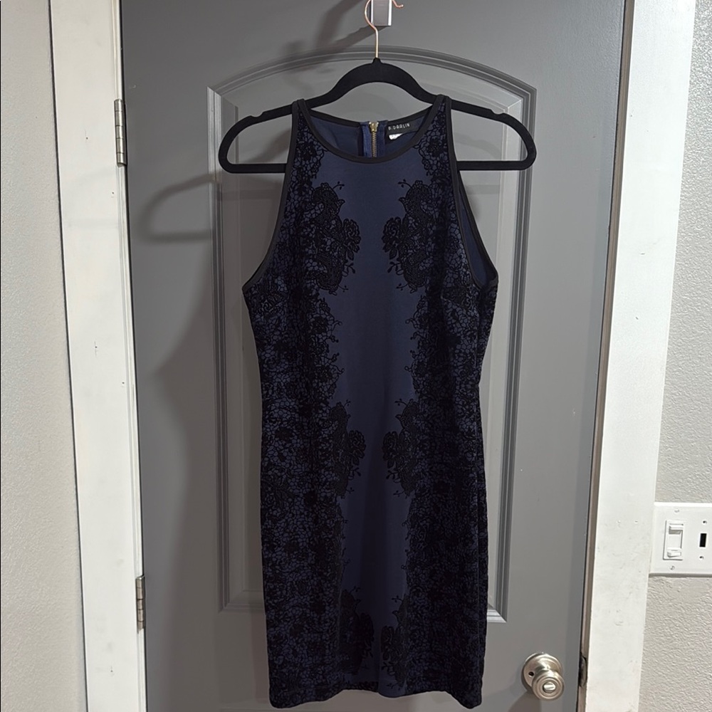 Elegant Navy Blue Lace Dress